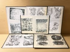 Six double sided sheets of tattoo flash art including various gothic script, etc.
