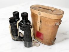A pair of Ross of London bino prism No. 5 Mk. IV binoculars, with leather case.