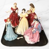 A group of china figures mostly Royal Doulton : Top O The Hill, Caroline,