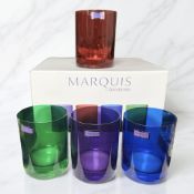 A set of four Marquis by Waterford coloured glass tumblers, with box.