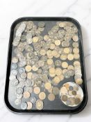 A George III cartwheel two pence coin and other Victorian and later pennies and farthings,