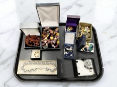 A group of costume jewellery, necklaces, polished beads.