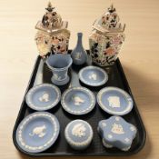 A pair of Masons Yellow Siam hexagonal vases with covers, from a limited edition of 2000 pairs,