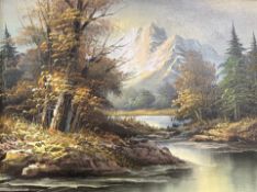 20th Century School : Alpine landscape with mountain beyond, 39 cm x 29 cm.