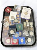 A collection of British pre-decimal coins and crowns including two Festival of Britain 1951 crowns,