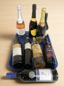 Nine various bottles of alcohol including Alta Italia pinot grigio, Prosecco, mulled wine,