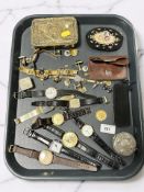 A collection of lady's and gent's wristwatches, a Princess Mary 1914 Christmas tin, cufflinks, etc.