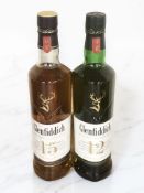A bottle of Glenfiddich single malt scotch whisky aged fifteen years, 70cl,
