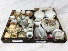 Assorted tea china and dinner wares, cottage ware tea set, continental figures, Aynsley porcelain,