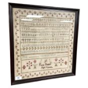 A Victorian alphabet sampler by Fanny Paddon, Aged 8 Years, , 40 cm x 42 cm.