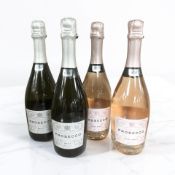 Two bottles of Italian brut prosecco, 75cl, and two further bottles of rose brut prosecco.