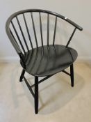 A 20th century Danish Ejvind Johansson for FDB Mobler ebonised spindleback cow horn armchair,