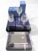 Boxed Royal Doulton crystal including a photo frame and various drinking glasses.