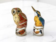 Two Royal Worcester Connoisseur Collection porcelain figures 'Tawny Owl' and 'Kingfisher'.