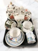 Two James Kent Old Foley ceramic jars and covers, a James Kent Staffordshire twin handled vase,