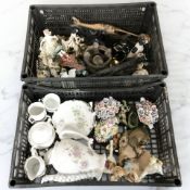 Assorted figurines and ornaments, tea china, figurines including Pendelfin, Russian doll,