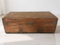 A Victorian mahogany and brass bound box, width 66 cm.