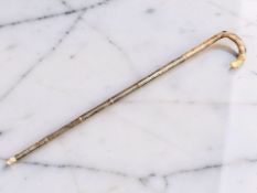 A Victorian silver mounted bamboo horse measuring walking stick, with retractable slide rule,