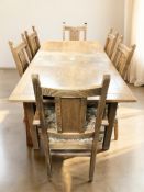 A reproduction oak rectangular dining table with leaf, overall 171 cm x 84 cm x 77 cm,