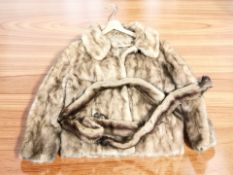 A lady's vintage mink jacket and a ferret stole.
