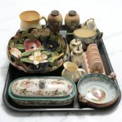 Various ceramics including a hand painted Burslem fruit bowl, a Royal Doulton fox hunting mug,