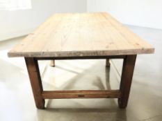 A rectangular dining table with later pine top, 184 cm x 104 cm x 80 cm.