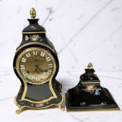 A reproduction hand painted bracket clock signed 'Palais Royal' with pendulum and key, height 40 cm,