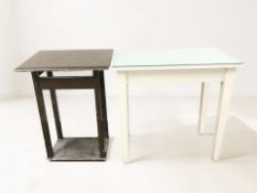 A white painted rectangular occasional table with plate glass top, width 77 cm,