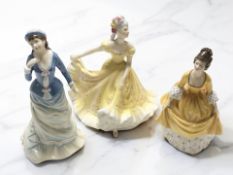A Royal Doulton figure 'Coralie' HN2307, together with 'Sally' HN3851, and 'Ninette' HN2379.