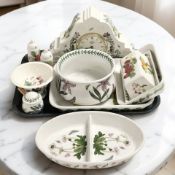 Portmeirion ceramics including a large mantel timepiece, butter dish and cover, casserole dishes,