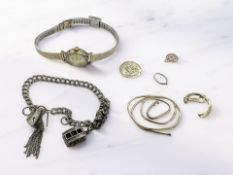 A silver padlock bracelet, a lady's Sekonda watch,