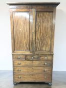 A Regency style mahogany linen press, late 19th century,