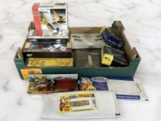 A group of boxed die cast models including a Joal compact digging crane, fighter aircraft models,