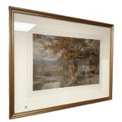 Henry James Holding (1833-1872) Cattle by a river, watercolour, 49 cm x 32 cm.