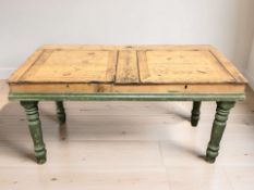 A Victorian painted pine desk fitted two writing slopes, 152 cm x 68 cm x 80 cm.