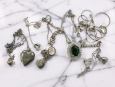 A group of Sterling silver jewellery including necklaces with pendants,