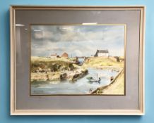 Ronald Moore : Seaton Sluice, watercolour, 36 cm x 49 cm.