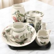A group of Portmeirion wares including a wash jug and basin, vases, bowls, etc.