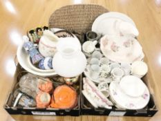 Ceramics including Portmeirion botanic garden coffee cans, pottery wash jug and basin, figurines,