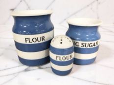 A T G Green Cornish kitchen ware blue and white flower pot, height 20 cm,