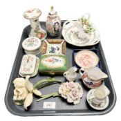 Cabinet porcelain including a Royal Albert Old Country Roses candle holder,