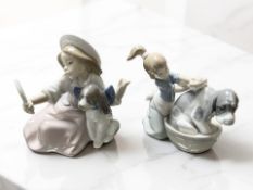 A Lladro figure Bashful Bather, No. 5455, together with Who's the Fairest, No. 5468.
