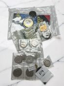 A small group of coins and bank notes including 18th century bronze coins, British pre-decimal, etc.