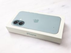An Apple iPhone 16 128GB, colour Teal, model A3287, sealed in retail box.