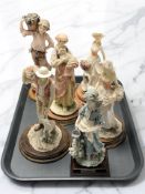 Six Italian resin figures including Leonardo Collection.