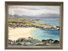 June Colvin : Shoreline by a lake, oil on canvas, 49 cm x 39 cm.