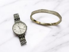 A stainless steel wristwatch signed Fossil, case 35mm,