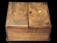 A Victorian walnut sloped correspondence box, width 37 cm.