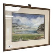 June Colvin : A Northumberland landscape, colour chalk, 34 cm x 25 cm.