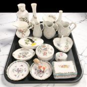 A group of Aynsley porcelain vases, Portmeirion Parian Ware jugs,